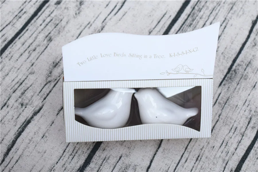 

high quality pretty white lovely 2pcs Love bird salt and pepper Shaker 1 sets wedding favors gifts birds wholesale cute gift