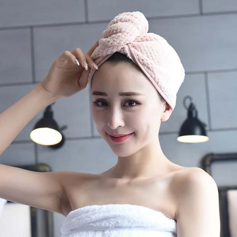 60*40cm Coral Velvet Dry Hair Bath Towel Lady's Magic Quick Towels Drying Head Wrap Hat Salon Cap Hari | Дом и сад
