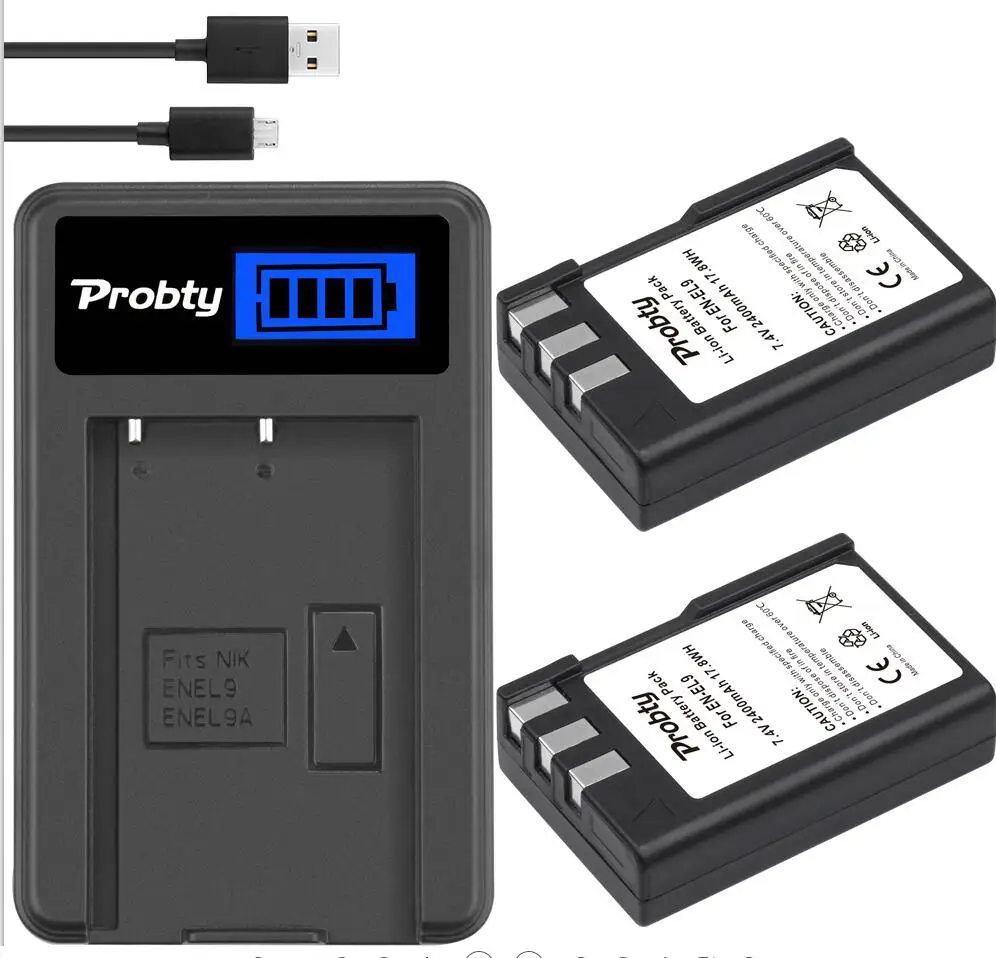 2battery and charger EN-EL9 EN-EL9a Батарея+ ЖК-дисплей Зарядное устройство для Nikon D40 D40X D60 D3000 D5000 - Цвет: 2battery and charger