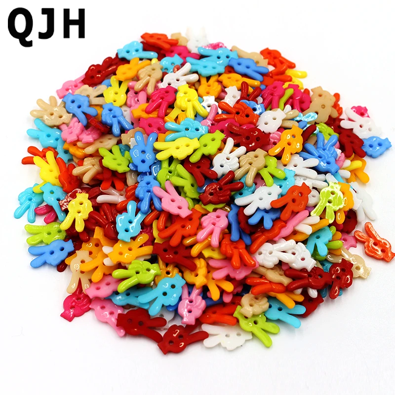 300 шт QJH Детские Швейные Кнопки украшения Смешанные цвета 2 Hole18MM DIY ремесло Кролик