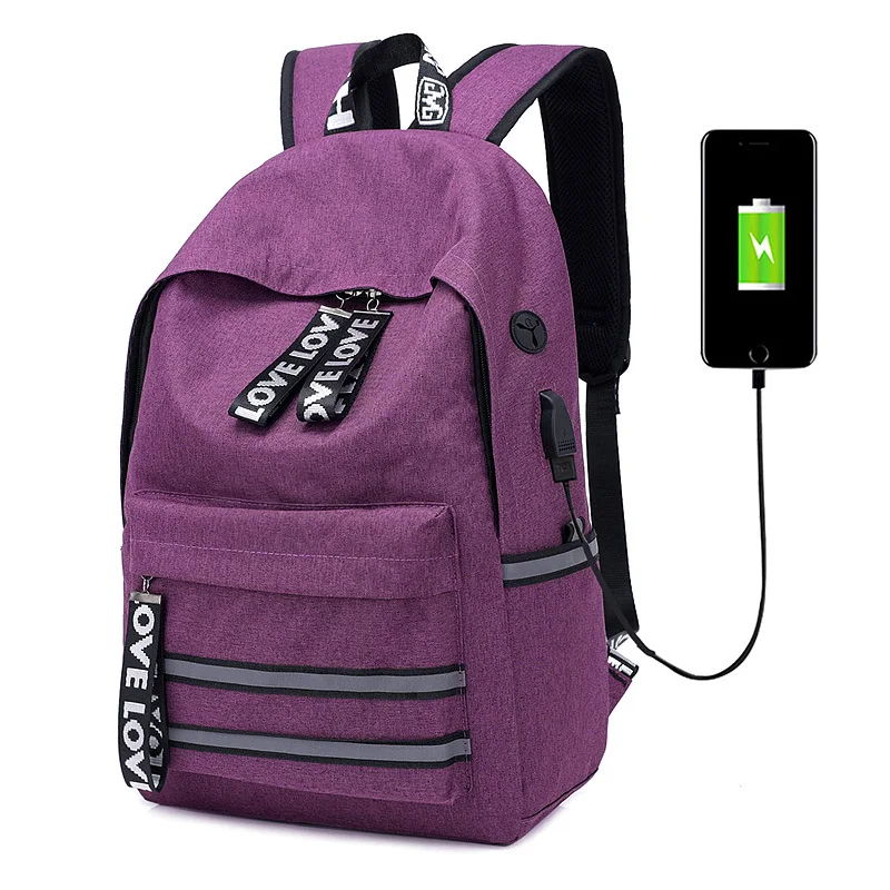 Холст Унисекс Рюкзак usb зарядка школьный рюкзак качество Путешествия Школьные