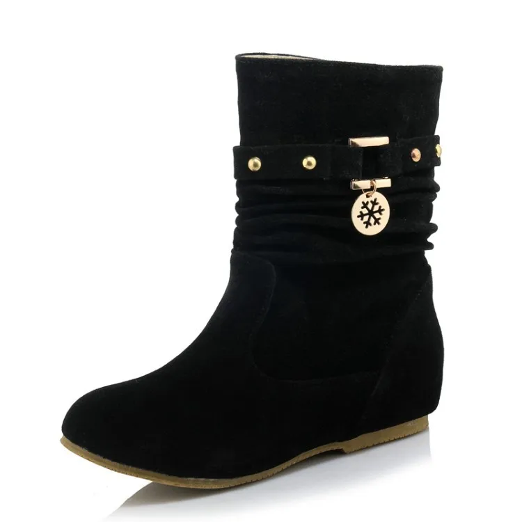 Каждый день Chaussure femme Зимние женские ботинки из флока без шнуровки Женская обувь