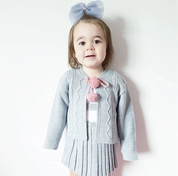 

Knitting Suit Children Winter Set Baby Girls Princess Pink Sweater Clothing Sets Top Pants Warm Knitting Sets for girls 1-5T