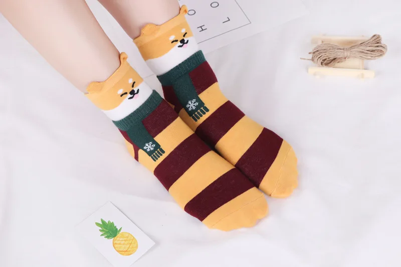 Luckymily Модные женские теплые носки серия с персонажами из мультфильмов о животных милые животные Kawaii Harajuku стиль забавные носки подарки Meias