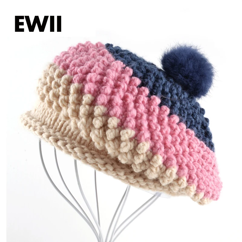 

Берет для женщин, Осень-зима 2017, вязаный шерстяной берет, шапка для девочек, вязаная теплая шапка для отдыха, Женская плоская шапка