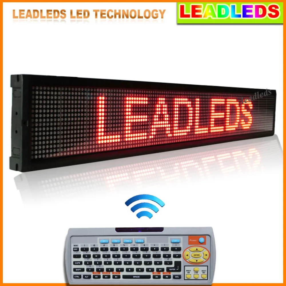 40x6.3 Inches Single Red Color Letter Moving Remote Control Programmable LED Scrolling Message Sign Board