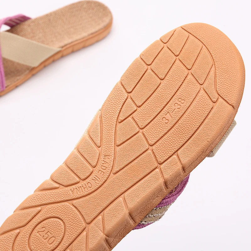 2018 модные льняные домашние тапочки домашняя обувь для помещения с поперечным