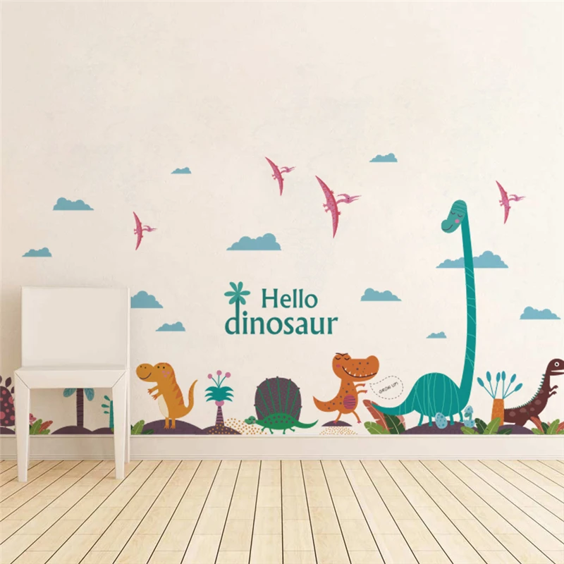 Забавные настенные наклейки hello dinosaur для спальни детской комнаты украшение дома