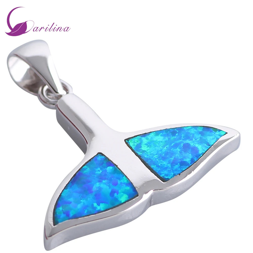 

2021 Top Direct Selling Trendy Kolye Unique Design Silver Color Overlay Blue Fire Opal Pendants For Womens P273