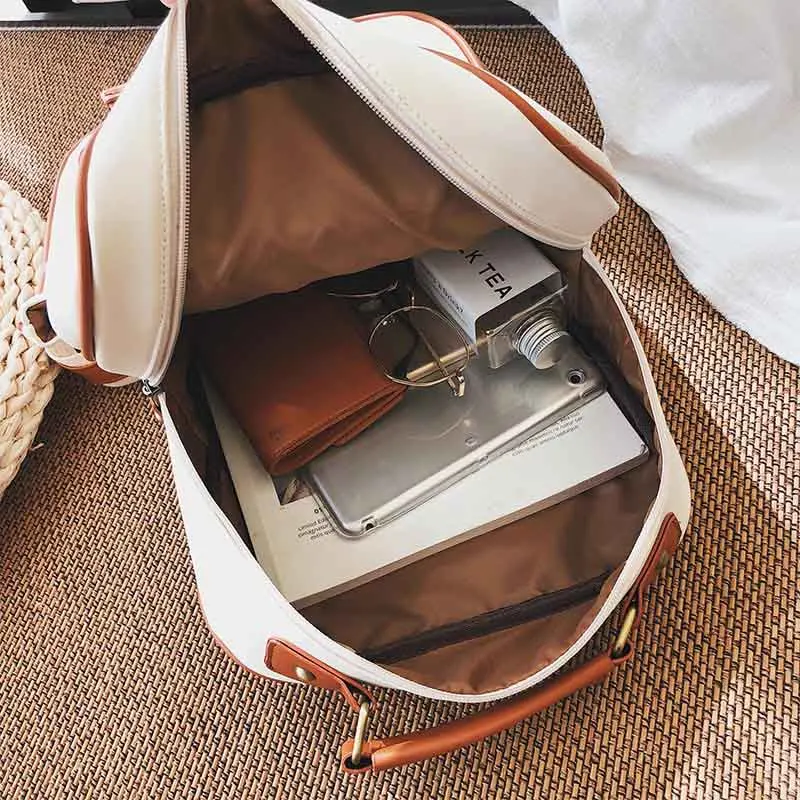 Винтажный дорожный рюкзак коричневый кожаный женский для девочек-подростков