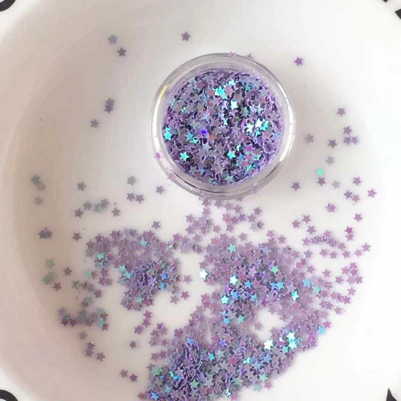 Purple Star Супер массивный блеск для глаз звезда/Луна/сердце для ногтей для лица Тени для век блестки с клеем набор украшений Танцевальная вечеринка - Цвет: Purple Star