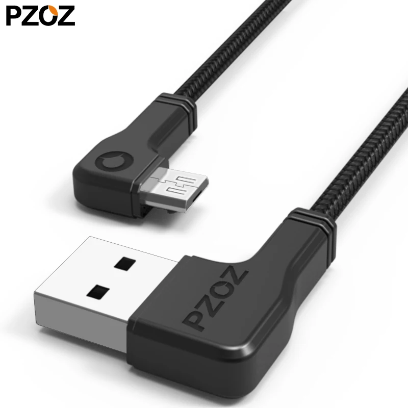 Кабель micro usb PZOZ 90 градусов нейлоновый шнур для быстрой зарядки и синхронизации