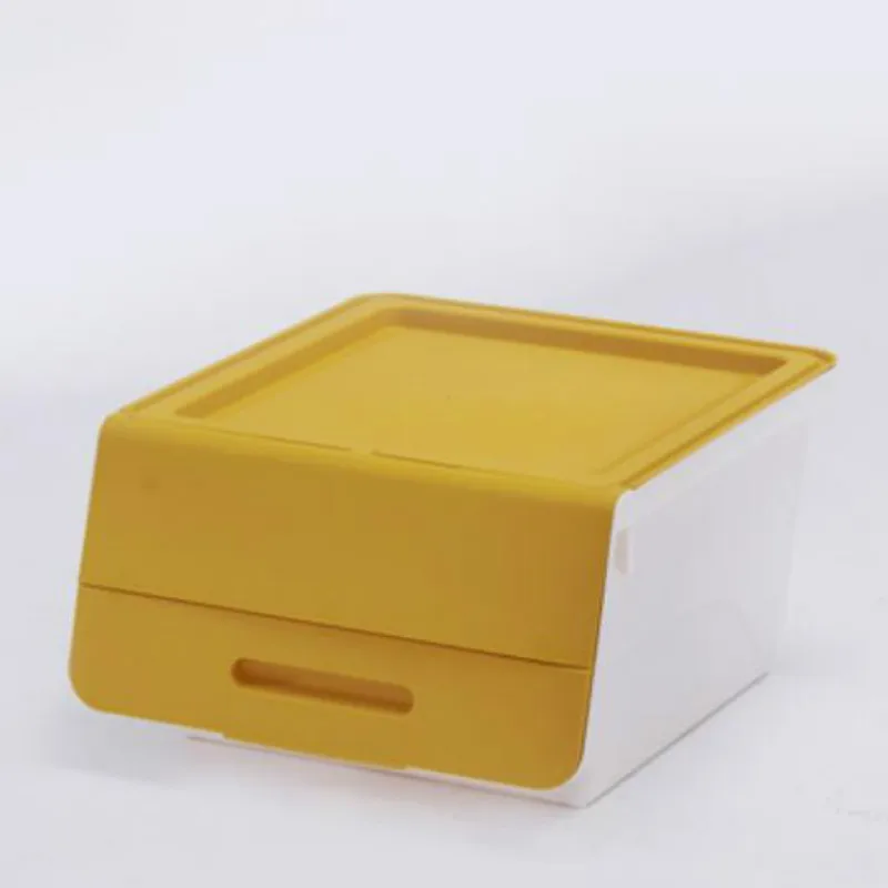 1pcs yellow Многофункциональный большой Стекируемый флип-ящик для хранения креативного общежития одежды детские игрушки для хранения артефакт пластик ZP01181140 - Цвет: 1pcs yellow