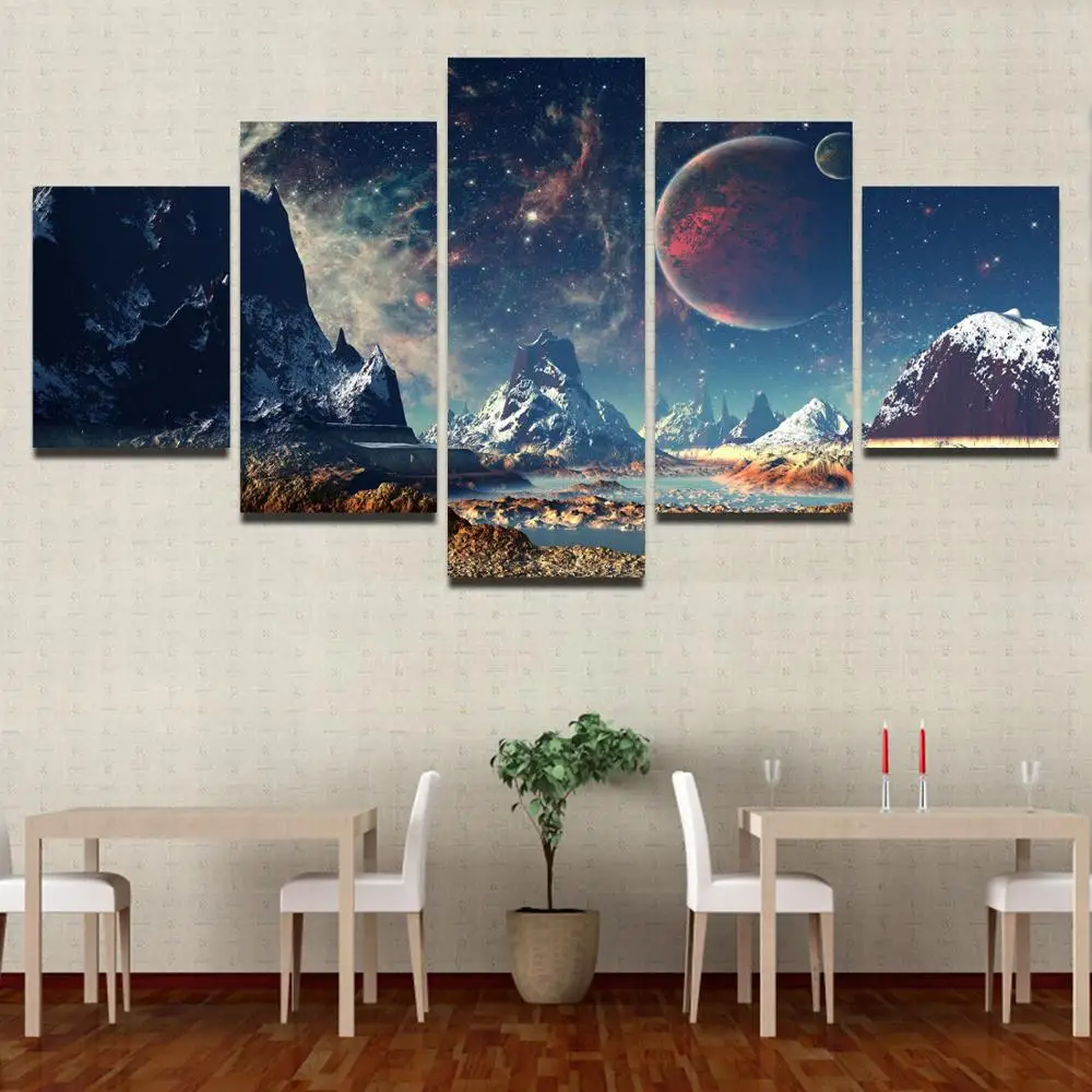 

Drop shipping 5 Panel Wall Art Pictures Canvas Painting abstract canvas poster painting decoration for living room LW013