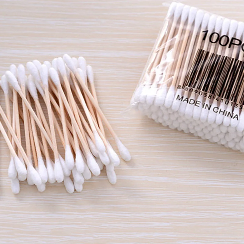 Cotton Swabs 100 шт./упак. бамбук ватные палочки ватные тампоны медицинский ушной термометр для очистки деревянные палочки для макияжа средства для здоровья тампоны Cotonete - Цвет: Cotton Swabs