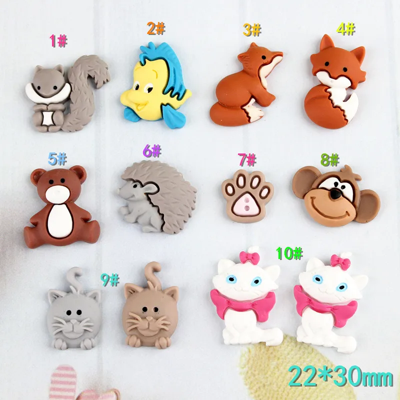 10 шт. с изображениями мультипликационных персонажей Животные плоской задней