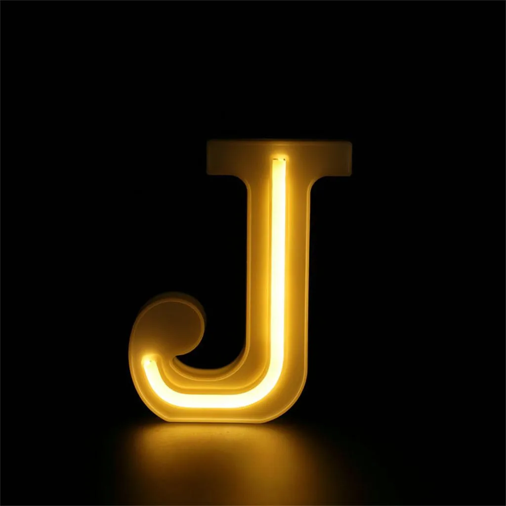 J Светодиодный светильник с буквенным алфавитом, с надписью, с USB, Романтический, сделай сам, светящийся, белый, пластиковый, с буквами, висящий, A-Z и свадебные светильники - Цвет: J
