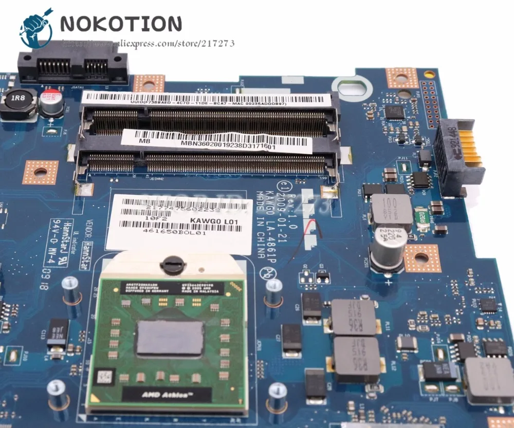 Материнская плата NOKOTION для ноутбука Acer aspire E625 5516 5517 5532 системная KAWG0 LA 4861P MBN3602001