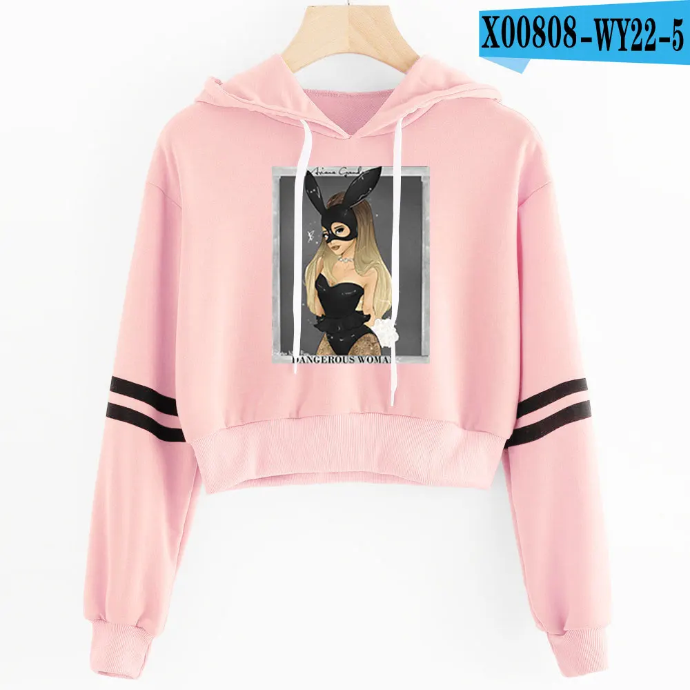pink Новинка, стильная толстовка с принтом пупка, женская одежда Ariana Grande Kawaii, толстовки, укороченный топ, женская повседневная одежда - Цвет: pink