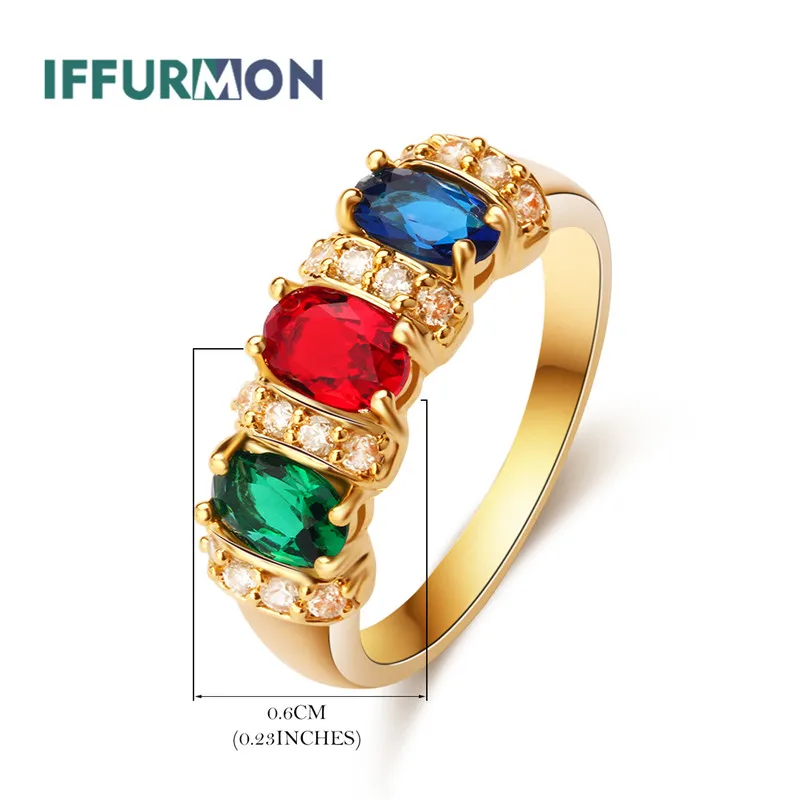 Iffurmon модные золотые Цветные кольца для Для женщин Имитация Кристалл Bague Femme