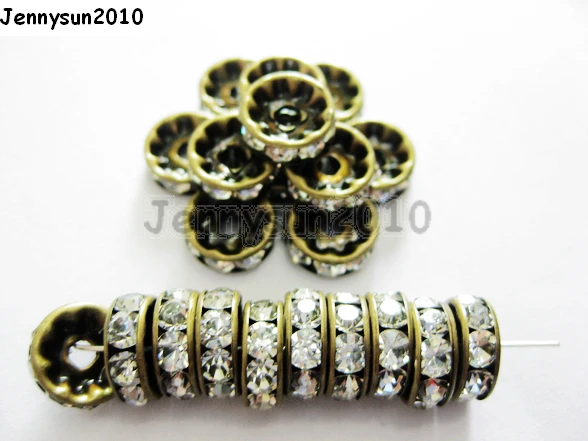 

200 шт./лот 4 мм Высокое качество Чешский прозрачный кристалл горный хрусталь проложить Rondelle металлические бронзовые бусины россыпью Изготов...