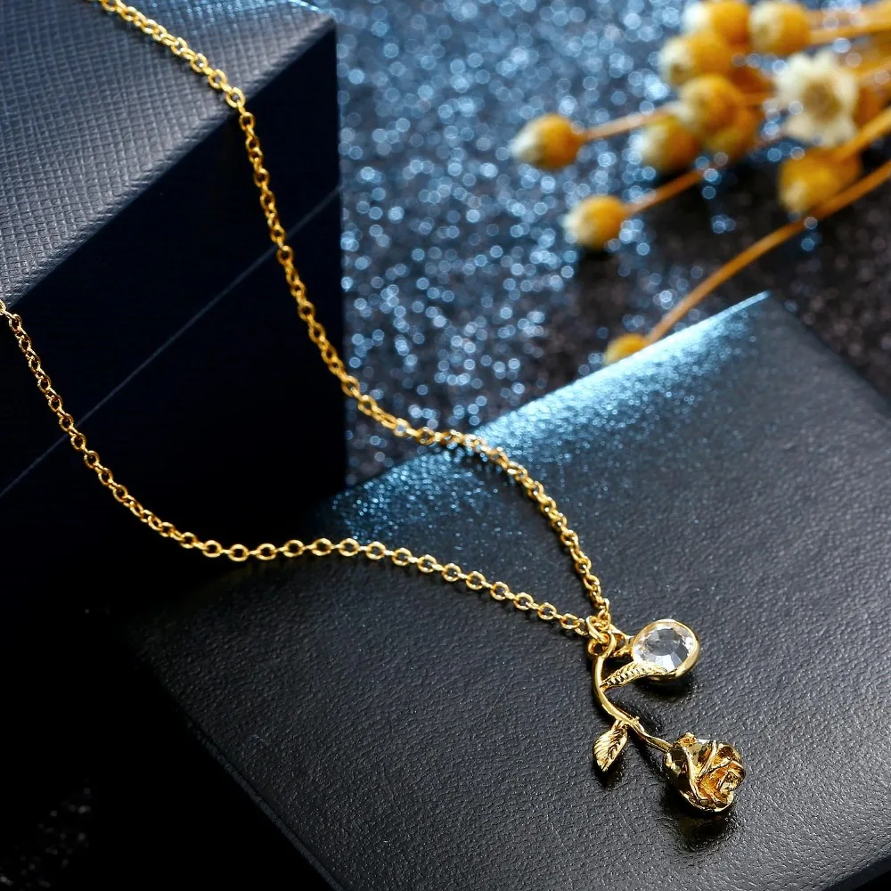 DOREMI колье чокер с розовыми цветами для мамы Золотая цепочка массивный кулон