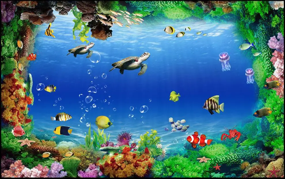 Пользовательские фото 3d ПВХ настил водонепроницаемый спальня стикер морской