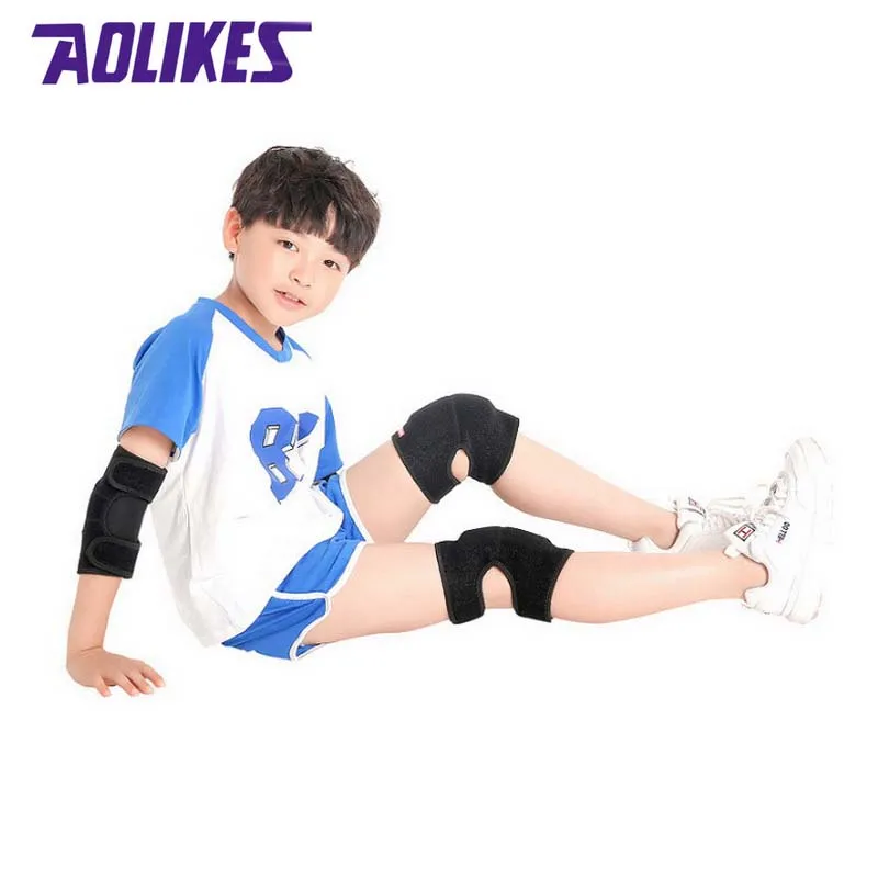 AOLIKES/детские спортивные Налокотники и наколенники, набор, толстая губка, для катания на коньках, для танцев, наколенники, наколенники, поддержка, наколенники для детей
