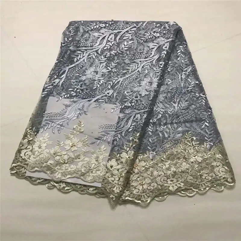 

African Lace Fabric 2019 Embroidered Nigerian Lace Fabric Bridal High Quality French Tulle Lace Fabric For Wedding Party!DFF4705