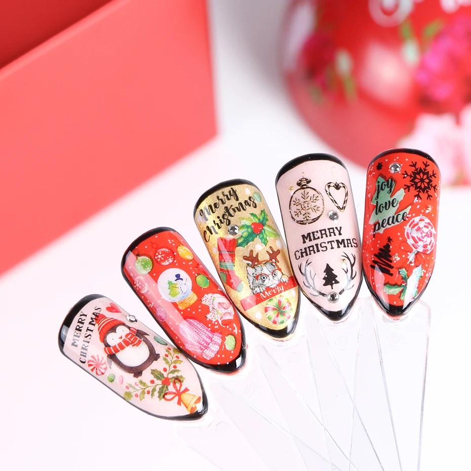 11 шт. рождественский стиль 3D стикер для дизайна ногтей Санта-Клаус Слайдеры