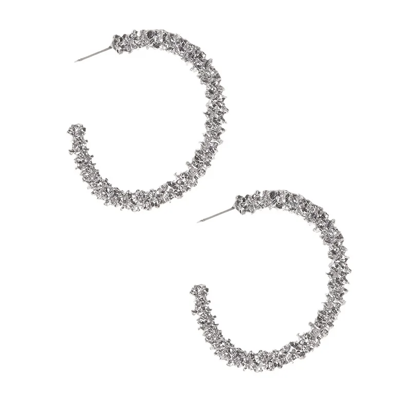 Модные стразы серьги кольца винтажные серебряные круглые с кристаллами для