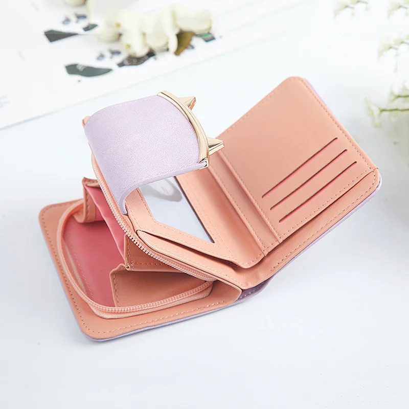 Women Cat Ears PU Leather Tassel Wallet Short Mini Womens Wallets Purse for Money Credit Cards OH66 | Багаж и сумки