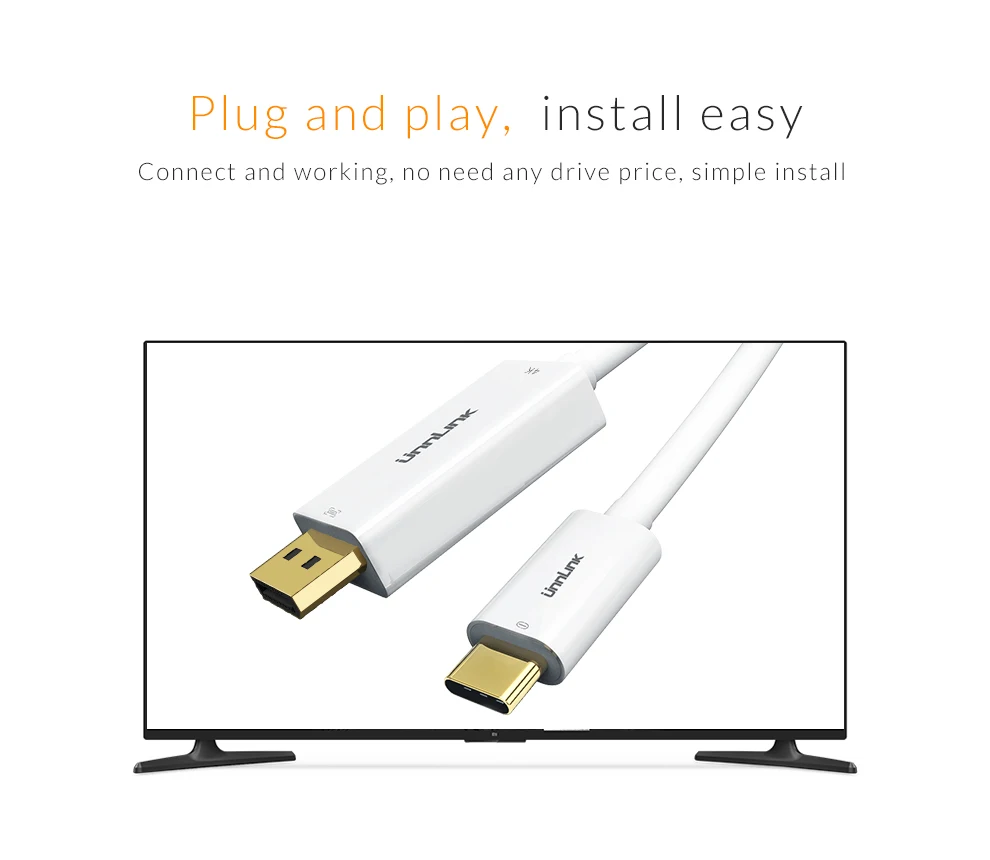 Unnlink USB C к DisplayPort DP кабель 4K @ 60 Гц Type Thunderbolt 3 адаптер для MacBook Galaxy S10 S9 S8 Dex P30 P20Mate