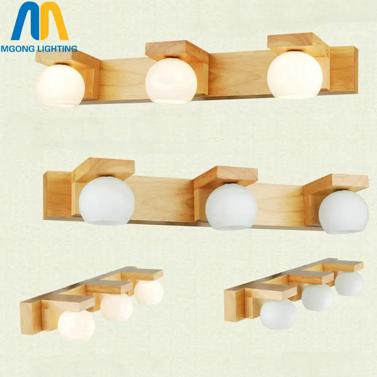 Деревянный длинный зеркальный светильник для ванной современный настенный G4