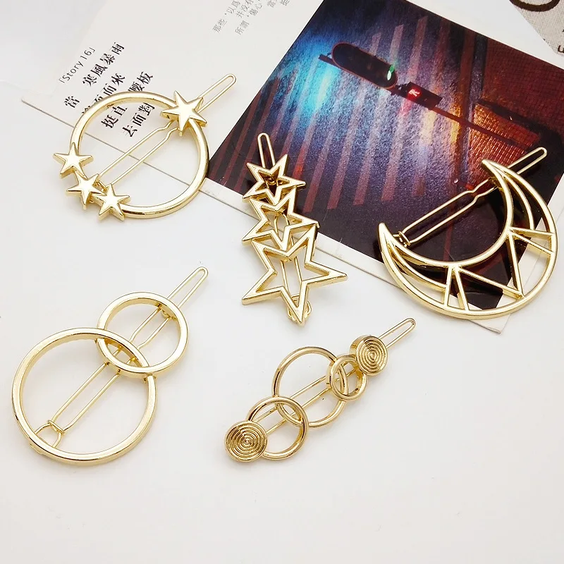 

New Hairpins Triangle Moon Lips Round Barrettes Headwear Party Hair Accessories Hair Clip For Girls Women Jewelry