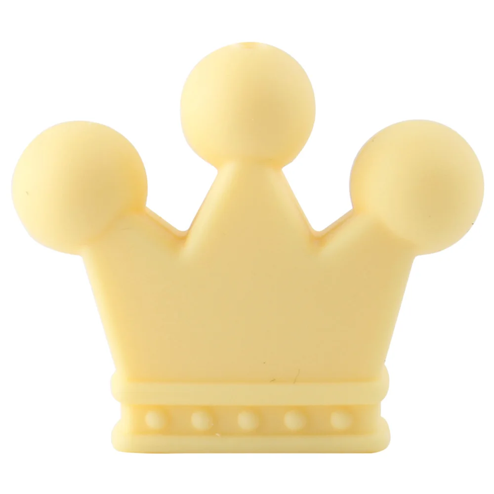 33 Cream yellow Keep&Grow 10pcs Crown Silicone Beads Baby Teething Toys Food Grade Silicone DIY Pacifier Chain Pendant Accessories Baby teethers - Цвет: 33 Cream yellow