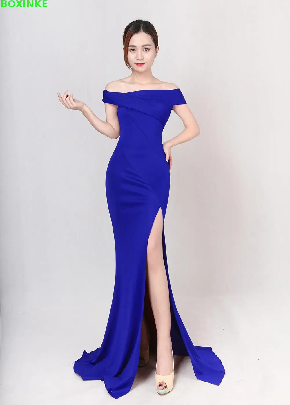 Платье vestido de festa элегантные длинные с новыми благородные, вечерние, темпераментные, для королевы, рыбий хвост, тонкий сексуальный боксинк