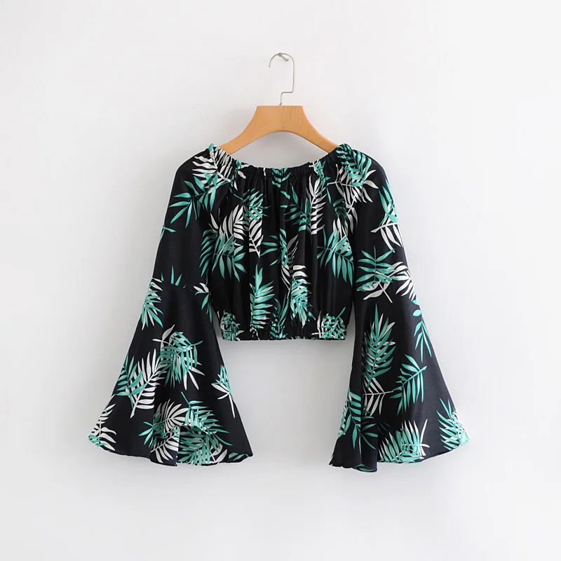 Boho Chic Summer Short Tops Vintage Slash neck Floral Print Women 2019 Fashion Batwing Sleeve Beach Shirt Blouse Blusa Mujer