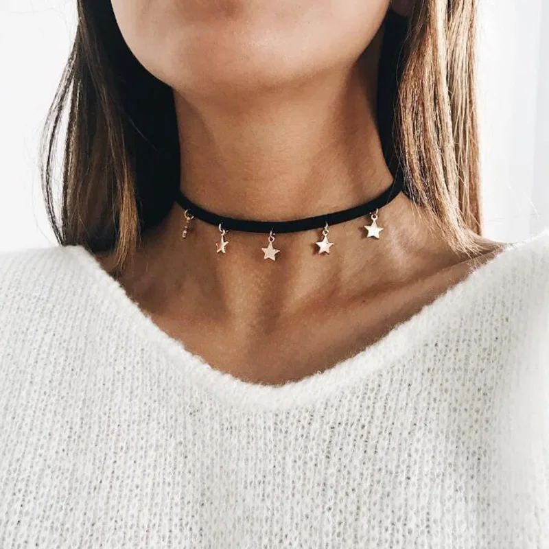 

New Boho Women Chocker Chain Star Choker Necklace & Pendants Collana Kolye Bijoux Collares Mujer gargantilha Collier Femme