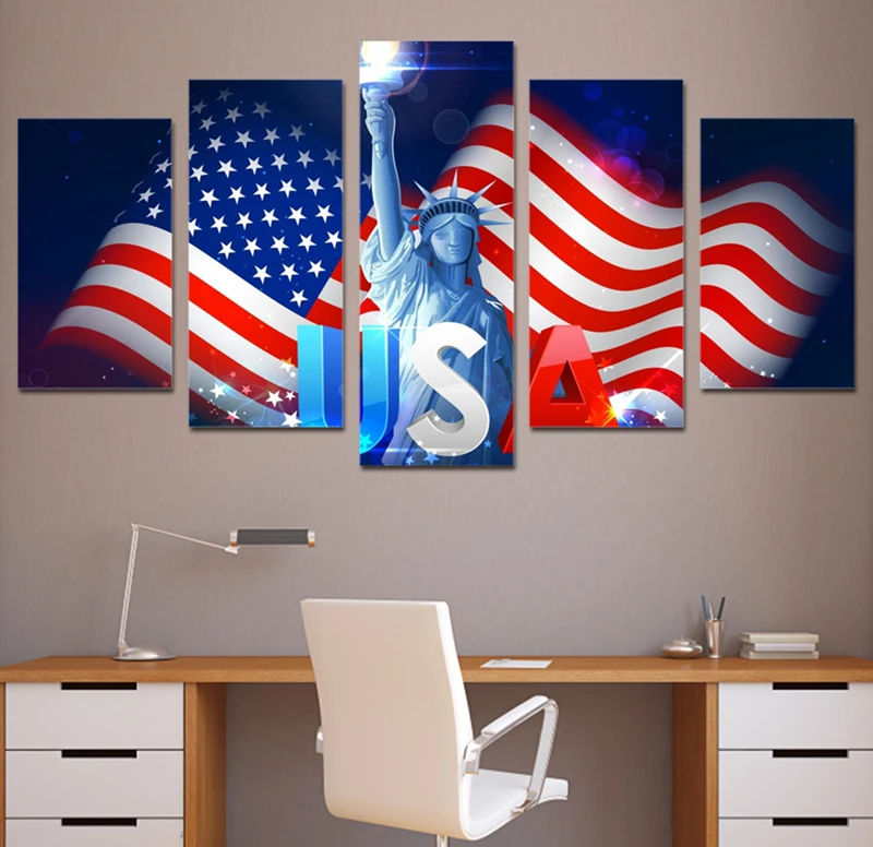 5 шт Canvasl Книги по искусству принт номер для США Национальный флаг картина Куадрос