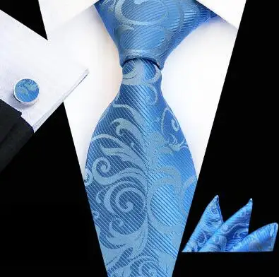 3 Pcs/Set 8cm Men's Formal Ties Set Embroidered Floral Cravat Tie with Cufflink Pocket Square |