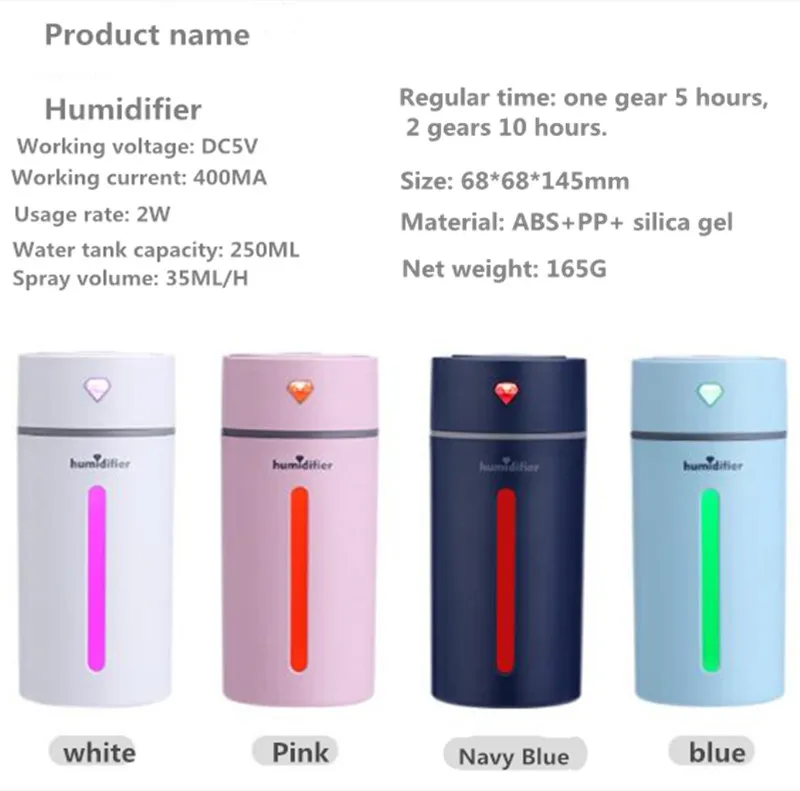 Новый Автомобильный увлажнитель воздуха USB Led свет офисный очиститель с