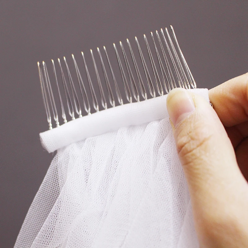 Белый/слоновая кость Аппликация Тюль 3 метра Длинная свадебная вуаль на голову с