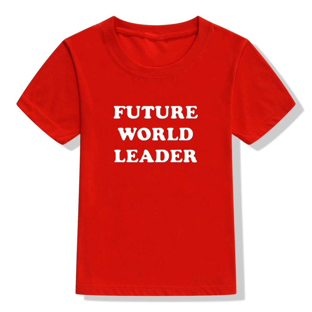 Детская футболка с надписью «Future World Leader»; детская Феминистская футболка; летняя футболка с короткими рукавами для девочек; футболка с надписью «Girl power»