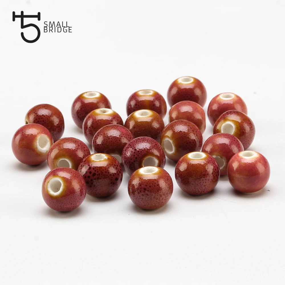 

8mm Small Round Flower Glazed Ceramic Bead Accessories For Needlework DIY Jewelry Making Loose European Charm Porcelain BeadsT8