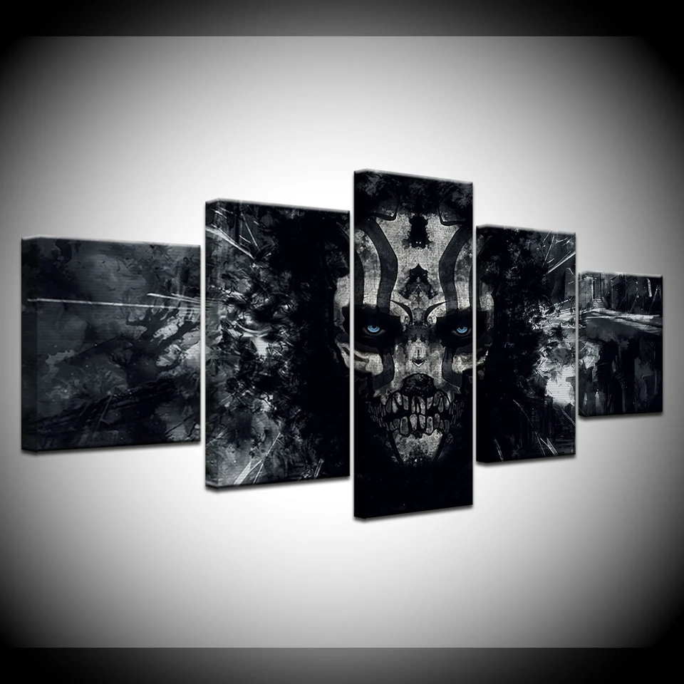 

Canvas Wall Art Pictures Living Room Framework 5 Pieces Abstract Skull Gentleman Painting HD Prints Halloween Poster Home Decor