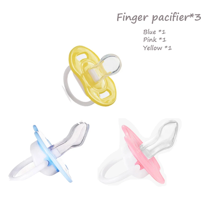 3pcs--finger Новорожденная детская пустышка зубное кольцо для ребенка цепь Ортодонтическая Соска сон пустышка палец нипплер мягкая BPA коробка для хранения - Цвет: 3pcs--finger