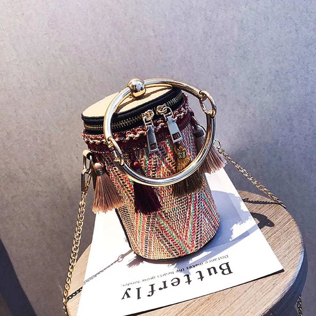 Сумка женская через плечо с перьями и кисточками | Багаж сумки