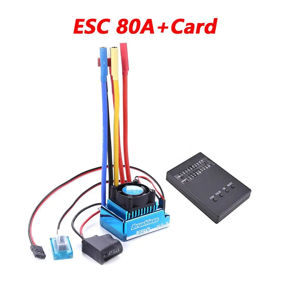 80A ESC and card Водонепроницаемый 3650 3900KV бесщеточный двигатель 45A 60A 80A 120A ESC программист карты комбо набор для RC barco parte 1/10 1/12 RC автомобиль грузовик - Цвет: 80A ESC and card