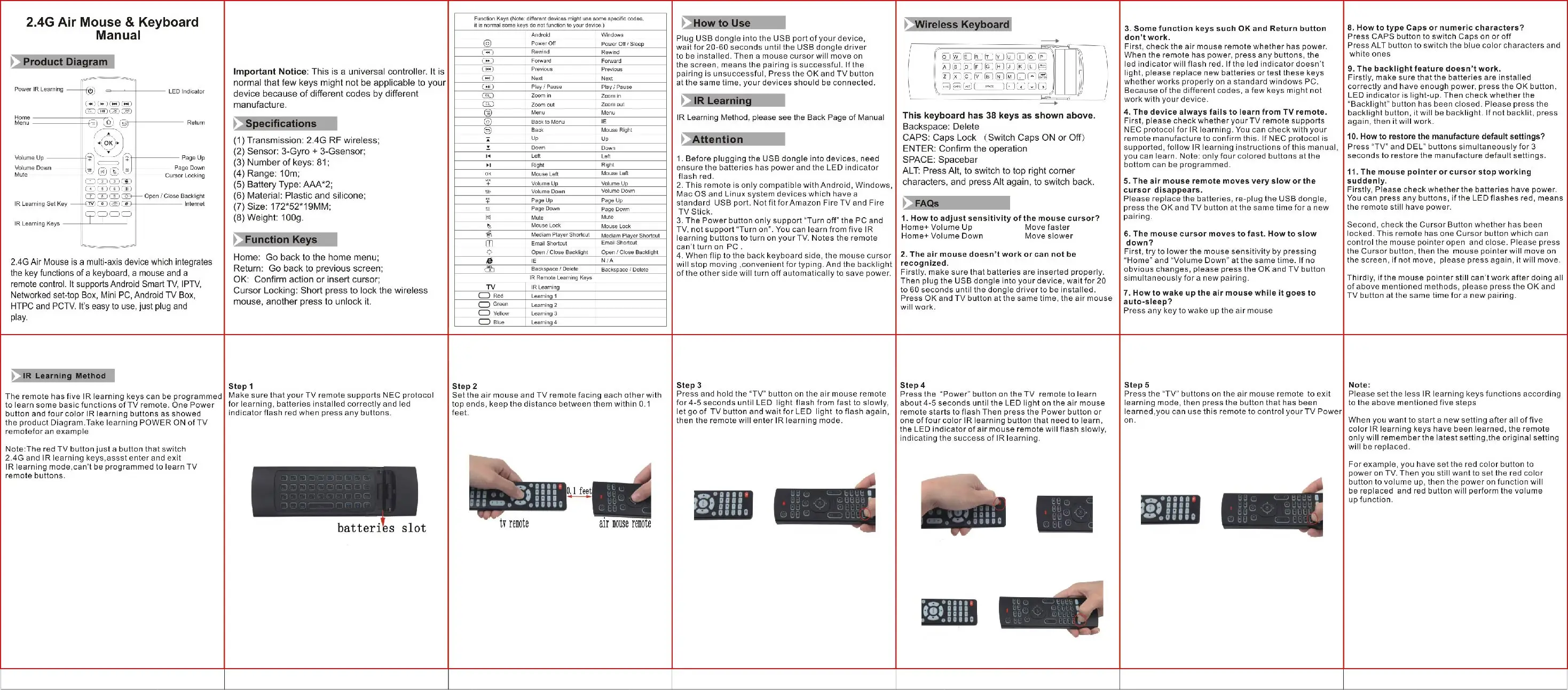 Беспроводная клавиатура Air Mouse 2 4G RF T3 с подсветкой для X96 tx3 mini A95X H96 pro Android TV Box